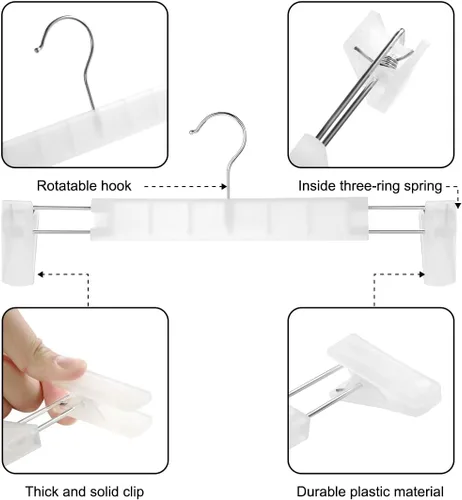Miniatura 2 de GUANJUNE Perchas para pantalones, soportes ahorradores de espacio para faldas con ganchos giratorios de 360°, perchas ajustables, perchas