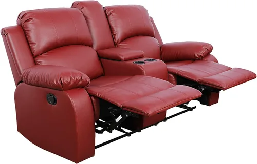 Miniatura 26 de Juego de muebles de sala de estar de cuero reconstituido con sofá reclinable, juego de sofá reclinable, silla de dos cuerpos, juegos de muebles