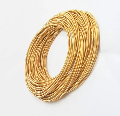 Miniatura 5 de Gold Guitar String Coil Bracelets Stack Stainless Steel Set Layered Thin