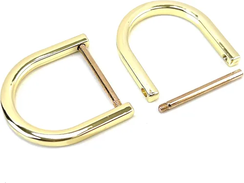 Miniatura 23 de 4 anillos en D resistentes con grillete de 1-1/2 pulgadas, oro antiguo, en forma de U, repuesto para bolso, llavero, collar de perro