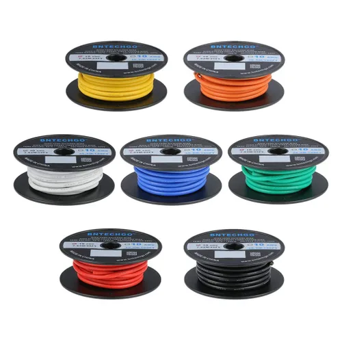 Miniatura 17 de BNTECHGO Carrete de alambre de silicona calibre 10 de 25 pies, alambre de cobre estañado trenzado de 10 AWG, color azul flexible