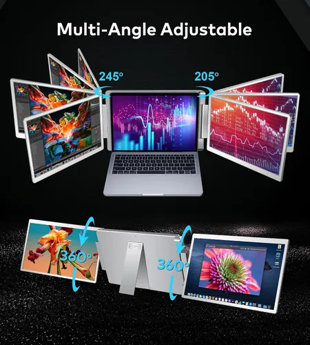 Miniatura 7 de Extensor de pantalla para portátil de 14 pulgadas, extensor de monitor FHD 1080P IPS, solo 1 cable para monitor cuádruple de 3 pantallas, extensor