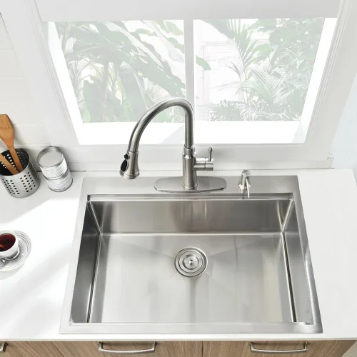 Miniatura 2 de Fregadero de cocina con estación de trabajo de 33 pulgadas, fregadero de cocina de acero inoxidable calibre 16, fregadero de cocina hecho a mano