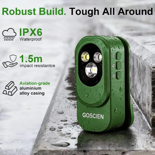 Miniatura 2 de Linterna EDC recargable profesional con clip de 500 lúmenes, luz de clip con tres soluciones de iluminación, carga USB C, linterna magnética IPX6