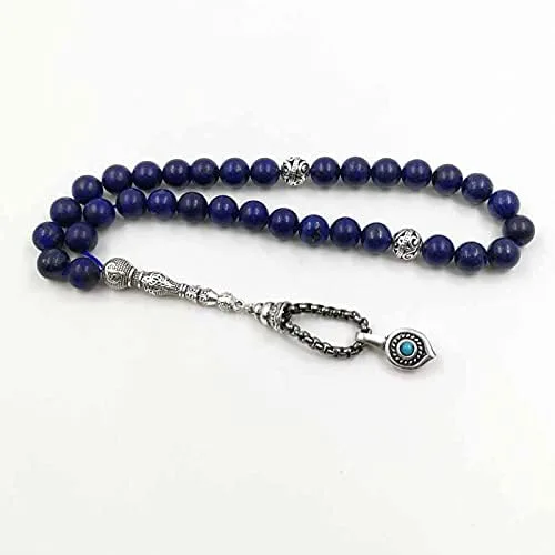 Lapislázuli Tasbih natural con rosario turquesa musulmán gfit Ramadán 33 45 66 99 Paryer perlas musulmanas misbaha hombre pulseras