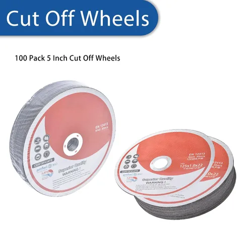 Miniatura 5 de Paquete de 100 ruedas de corte de 5 pulgadas para discos de corte de metal y acero inoxidable para amoladoras angulares de 5 x 0.040 x 7/8 pulgadas