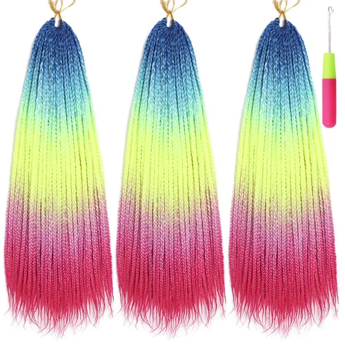 Miniatura 17 de Extensiones de cabello trenzado tipo box de 24 pulgadas, hechas a mano, para mujeres y niñas, extensiones de cabello trenzado, 24#, 3 paquetes, 22