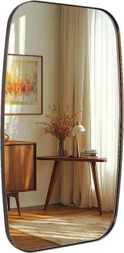 Miniatura 40 de ANDY STAR - Espejos ovalados negros para baño, espejo grande de 24x36 pulgadas con marco de metal negro mate oblongo para pared, espejo moderno