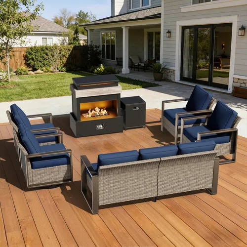 Miniatura 22 de Sofá de Mimbre Metálico para Patio de 75", Sofá Sillón de Ratán para Exteriores de 3 Asientos para Todo Tipo de Clima con Cojines Premium y Beige