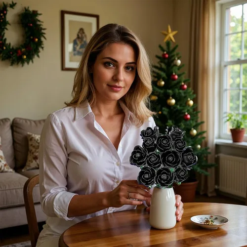 Miniatura 2 de Juego de construcción de ramo de rosas negras para mujeres adultas, paquete de 12 colecciones botánicas, regalo para Navidad, día de San Valentín