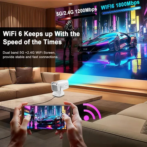 Miniatura 6 de WOOPKER Mini proyector HY260 Pro actualizado con WiFi y Bluetooth 5.4, enfoque automático/Keystone, soporte nativo 1080P para 4K, control remoto Air