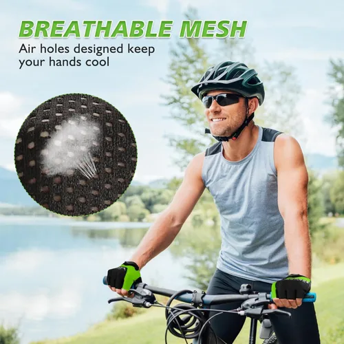 Miniatura 4 de Guantes de ciclismo con almohadilla absorbente de golpes, agarre extra, ajuste flexible, peso ligero, transpirable para hombres y mujeres ciclismo