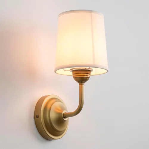 Aplique de pared de tela vintage con embudo, pantalla de tela blanca, E26 cableada para interiores, 1 luz, lámpara de pared para sala de estar,