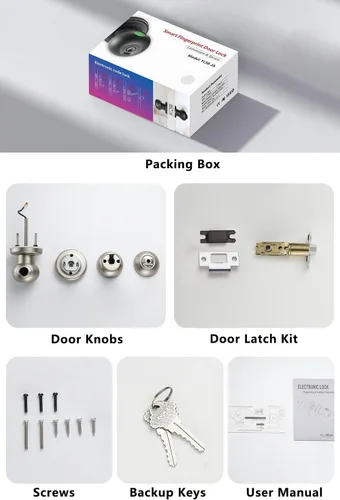 Miniatura 7 de Cerradura de puerta inteligente, perilla de puerta de huellas dactilares con cerradura, cerradura de puerta biométrica de bloqueo automático