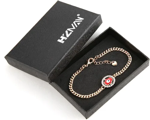 Miniatura 6 de HZMAN Pulsera de mano de Fátima chapada en oro rosa de 14 quilates para mujeres y niñas, pulsera de protección contra el mal de ojo Hamsa, pulsera