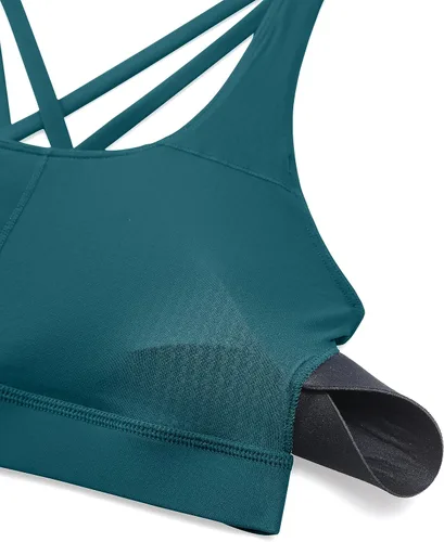 Miniatura 4 de CRZ YOGA Brasier deportivo con tirantes delgados para mujer, para fitness o ejercicio físico, brasier con relleno y espalda cruzada para yoga