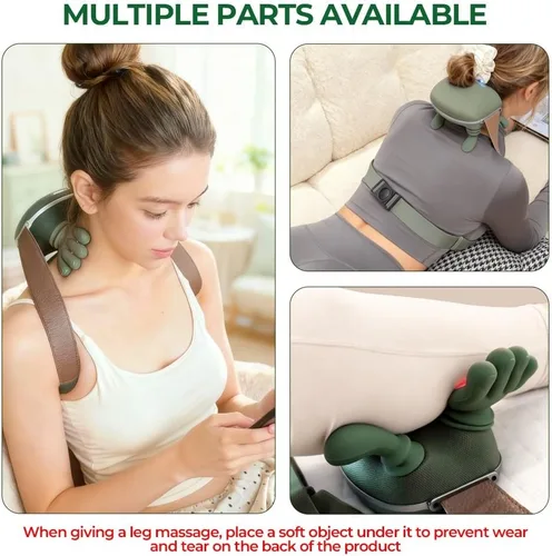 Miniatura 5 de Masajeador de cuello con calor, masajeador eléctrico Shiatsu para cuello y hombros con mano maestra N7, regalos para hombres y mujeres Verde