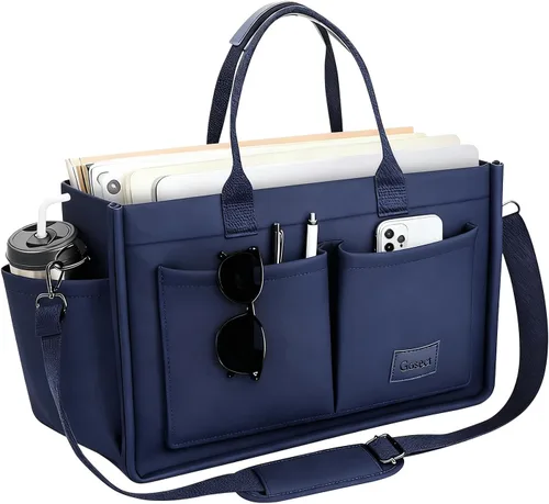Miniatura 11 de Bolso de lona para mujer con bolsillos, bolso cruzado para portátil de trabajo, bolso de hombro para todo lo demás, bolso de lona para todos
