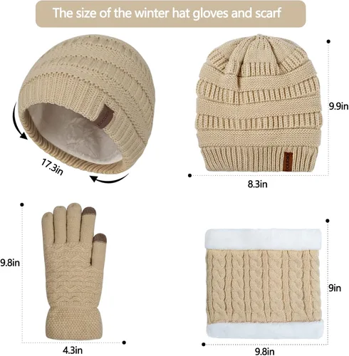 Miniatura 5 de Gorro de invierno de 3 piezas para mujer