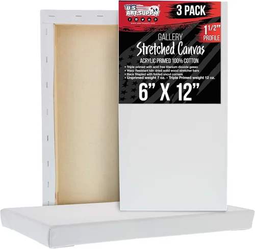 Miniatura 23 de U.S. Art Supply Lienzo estirado mediano para pintar de 12 x 48 pulgadas, profundidad de galería de 1-1/2 pulgadas de grosor, paquete de 2 – triple