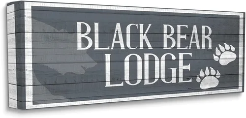 Miniatura 7 de Stupell Industries Black Bear Lodge - Placa de pared rústica con diseño de huellas, diseño de Kim Allen, 7 x 17 pulgadas, color gris Stupell