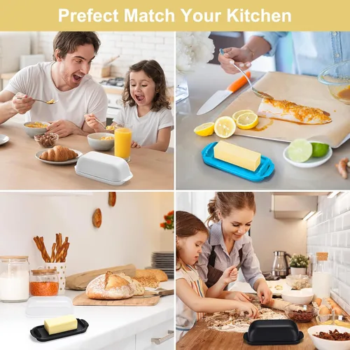 Miniatura 8 de Mantequillera, recipiente para mantequilla con tapa transparente para encimera, mantequillera irrompible para decoración de cocina del hogar