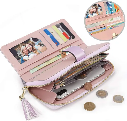 Miniatura 3 de Carteras RFID para mujer con múltiples ranuras para tarjetas y compartimento para teléfono celular