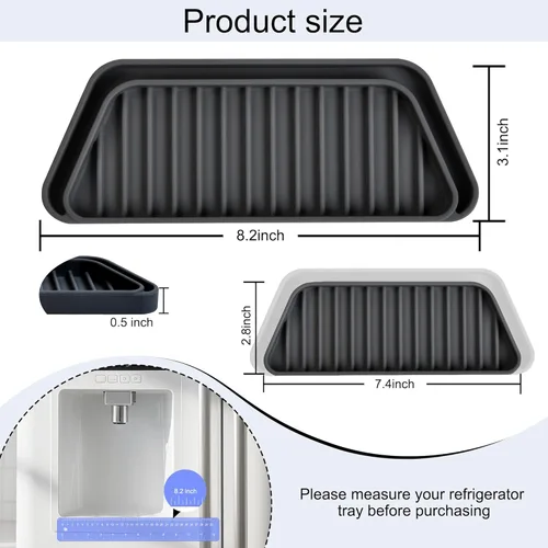 Miniatura 3 de Bandeja colectora de goteo para refrigerador KindGa, protector para bandeja dispensadora de hielo y agua, almohadilla para derrames de agua del Negro