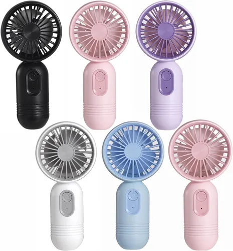 Miniatura 8 de VanSmaGo - Mini ventilador portátil de mano con 3 velocidades para viajes, ventilador de pestañas recargable por USB, funciona con pilas, negro