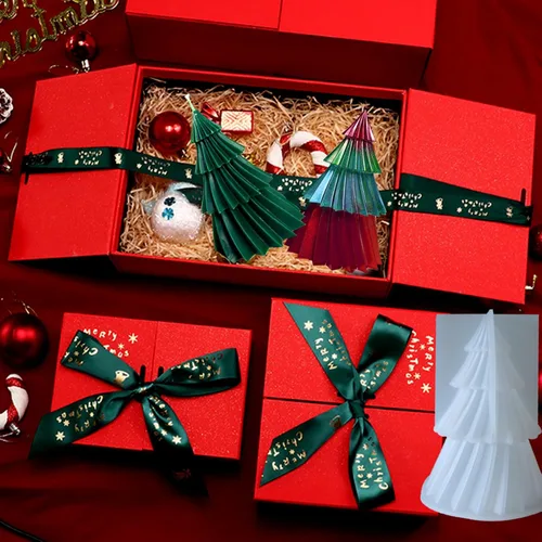 Miniatura 5 de Moldes de Árbol Navideño para Velas, Moldes de Árbol de Origami de Silicona de 12.2 cm para Hacer Velas, Moldes de Árbol de Resina para Cera de Soja