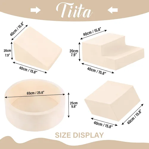 Miniatura 8 de Tiita Juguetes de escalada con pozo de bolas para niños pequeños, 4 piezas de bloques de escalada de espuma para bebés, juego de actividades suaves