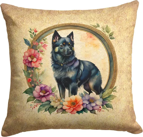 Miniatura 95 de Caroline's Treasures DAC2072PW1414 Affenpinscher and Flowers - Almohada decorativa de tela, lavable a máquina, para interiores y exteriores