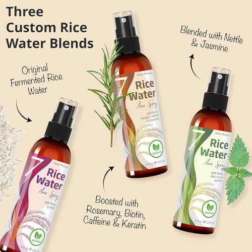 Miniatura 6 de NUEVO Agua de Arroz Fermentado para el Crecimiento del Cabello - Infundido con Romero, Biotina, Cafeína, Queratina, Spray Vegano No Graso