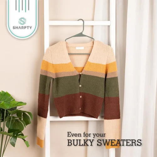 Miniatura 5 de Sharpty Perchas de Plástico Perchas para Ropa para Ropa, Armario, Abrigos y Camisas - Con Muescas, Duraderas, Gruesas, Resistentes y que Ahorran Gris