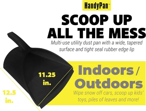 Miniatura 6 de HandyPan - Recogedor resistente, color negro, grande, fabricado en los Estados Unidos con borde de sellado apretado para mantener el polvo