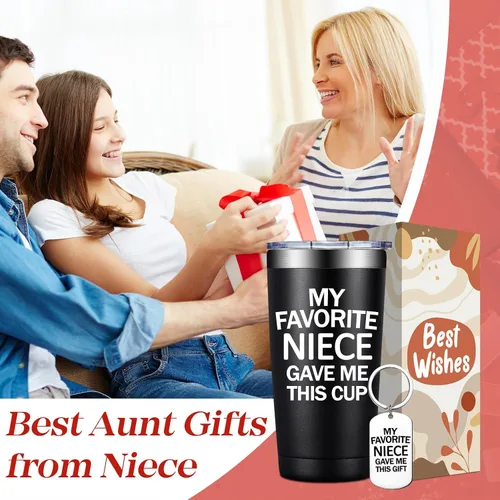 Miniatura 7 de BIRGILT Vaso de 20 onzas con texto en inglés «My Favorite Niece Gave Me This Cup», regalo para el mejor tío de parte de la sobrina, regalo del día