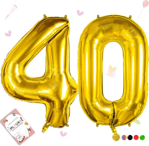 Miniatura 212 de Globos de números de 40 pulgadas del 0 al 9 dorados grandes del número 0, globos digitales para suministros de decoración de celebración de fiesta