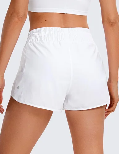 Miniatura 2 de CRZ YOGA Pantalones cortos de correr de cintura alta para mujer de 2.5 a 4 pulgadas, forro de secado rápido, pantalones cortos deportivos