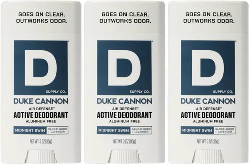 Miniatura 18 de Duke Cannon Midnight Swim - Desodorante sin aluminio para hombres - Air Defense, aroma de sándalo + lavanda, 3 oz - de larga duración, deslizamiento