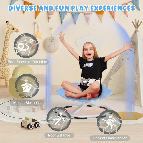 Miniatura 7 de Qusases Sillas Giratorias Sensoriales para Niños, Silla Giratoria para Niños Autistas, Juguetes Sensoriales de Sentarse y Girar, Entrenamiento