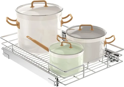 Miniatura 23 de LOVMOR Organizador de gabinete extraíble de 17 pulgadas de ancho x 21 pulgadas de profundidad, estantes extraíbles para armario de cocina, 1 Tier