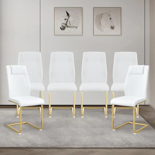 Miniatura 14 de cinkehome Juego de 4 sillas de comedor modernas de color negro con patas de metal plateado, silla lateral tapizada sin brazos con respaldo alto