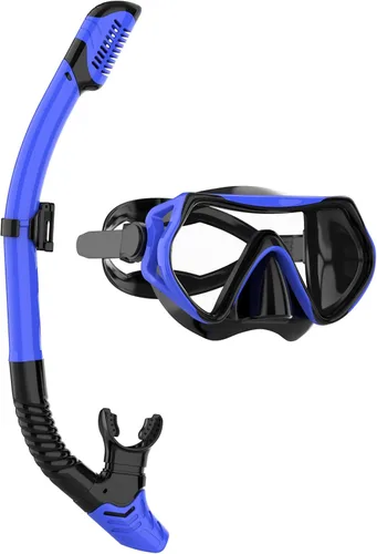 Miniatura 15 de Equipo de esnórquel para adultos, juego de máscara de esnórquel JRing con vidrio templado de 180 grados, gafas antivaho para buceo, esnórquel