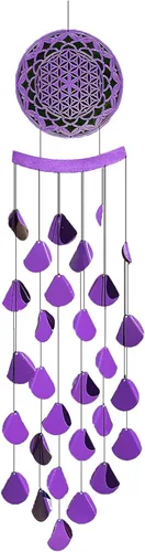 VP Home Campanillas de viento de mandala brillante de 42 pulgadas para exteriores, carillones de viento de mandala brillante únicos, decoración al