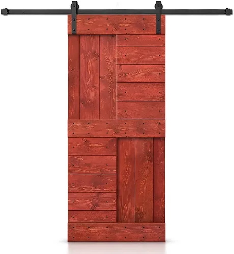 Miniatura 74 de TMS Serie N - Puerta corrediza interior de madera de pino anudada con kit de herrajes deslizantes (32 x 84 pulgadas, blanco)