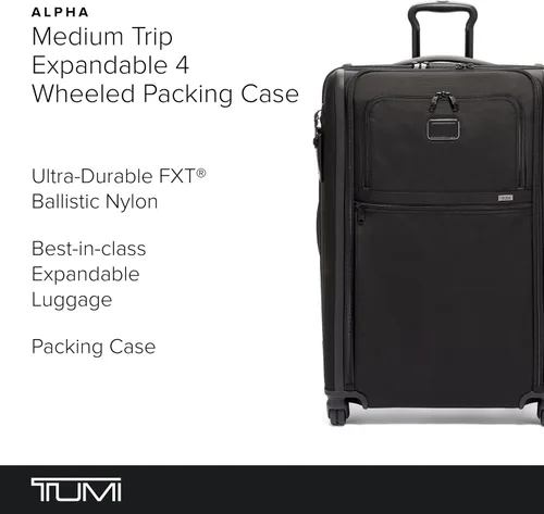 Miniatura 2 de TUMI - Alpha Medium Trip Estuche de embalaje expandible de 4 ruedas - Maleta grande con asas superiores y laterales - Negro, Alpha 3 Medium Trip