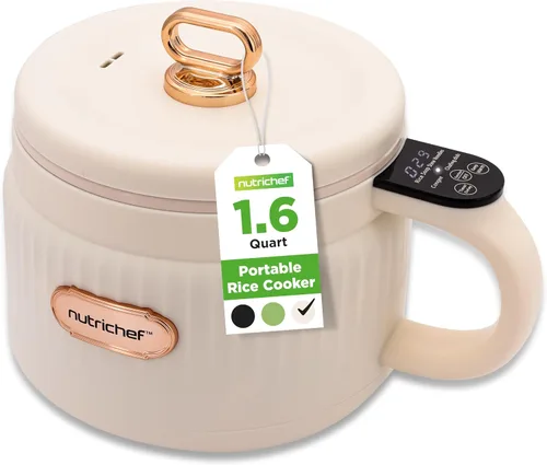 Miniatura 9 de NutriChef Arrocera eléctrica portátil de 1.6 cuartos y máquina de almuerzo Revestimiento de cerámica multifuncional y antiadherente Panel