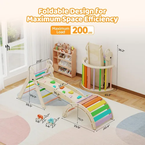Miniatura 2 de Pikler - Juego de triángulos plegables 7 en 1, juguetes de escalada para niños pequeños, patio de juegos interior para niños, juego de escalada