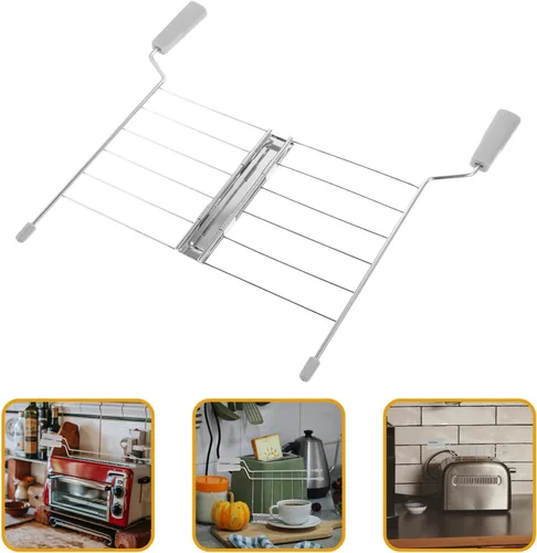 Miniatura 2 de Healifty Rejilla de calentamiento de tostadora de acero inoxidable de 10.43 x 5.90 x 0.98 pulgadas, pieza de repuesto para tostadora, plancha