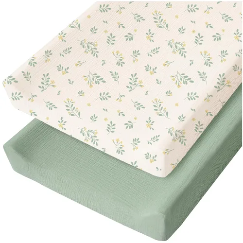 Miniatura 9 de Konssy Funda para Cambiador de Muselina para Bebés Niñas y Niños, 100% Algodón Ajustada Cubiertas de Mesa de Cambio de Pañales, Sábanas de Cambiador